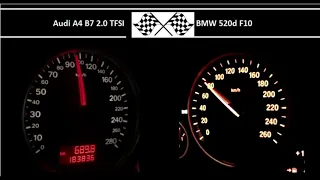 Audi A4 B7 2.0 TFSI VS. BMW 520d F10 - Acceleration 0-100km/h