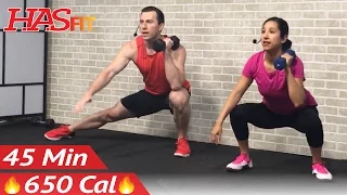 45 Min HIIT Tabata Workout with Weights - Full Body Dumbbell High Intensity Workout at Home Training