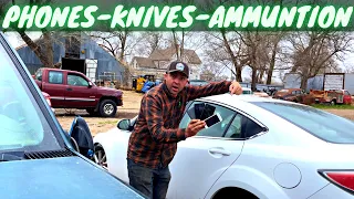 I Found MULTIPLE Phones, Weapons, Money, & More In An Abandoned Car At The Junkyard! TREASURE HUNT!