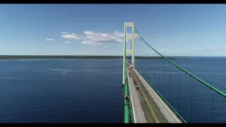 Mackinac Bridge drone footage