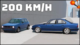 VW GOLF vs BMW M5 E34! 200 Km/H CRASH TEST! BeamNg Drive