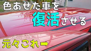 【車磨き】色あせた赤色の車のコーティングを磨きの段階から詳しく説明します。シングルアクションポリッシャーの使い方とバフ目、オーロラマークの消し方の解説付き