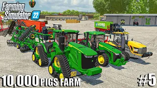 Creating FIELDS w/ JOHN DEERE R9 & FEEDING ALL PIGS | 10,000 PIGS Farm #5 | Farming Simulator 22