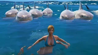 100 HUNGRY SHARKS in GTA 5!