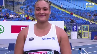 Shot putter runs 100m hurdles