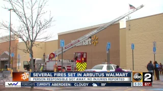 Police search for arson suspect after several small fires set inside Walmart store