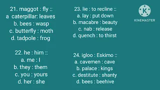 Double - Word Analogy (Civil Service reviewer ) practice test 40 items