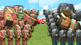 Extreme PIGLIN ARMY vs PILLAGER ARMY in Minecraft Mob Battle