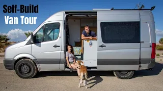 VAN TOUR | Hidden Shower, Fixed Bed & Full-Sized Kitchen in a MWB VW Crafter | Self-Build