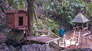 Flooring - stairs through the cabin - forest life - 19 days camping - 365 days in the forest