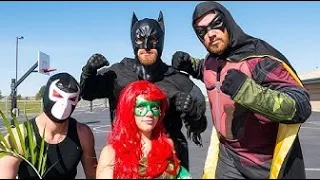 Batman & Robin vs Poison Ivy & Bane Real Life Superhero Playground Battle!