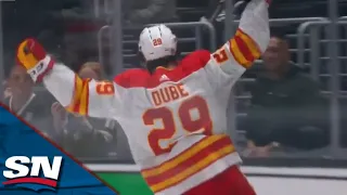 Flames' Dillon Dube Bangs Home Game-Tying Goal Off Gorgeous Feed From Noah Hanifin