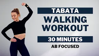 🔥30 MIN TABATA TURBO WALKING🔥AB FOCUSED Walking Workout for Weight Loss🔥Knee Friendly🔥No Jumping🔥