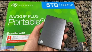 Costco Seagate Backup Plus 5TB Portable Hard Drive  with Rescue Data Recovery Services