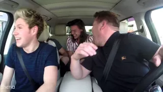 Drag Me Down with rap Carpool Karaoke James Corden + Lyrics (please turn on the caption)