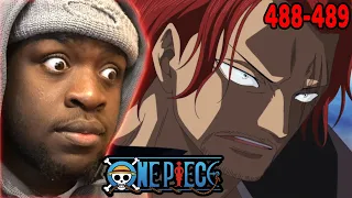 SHANKS SHUTS DOWN MARINEFORD!!!! | One Piece Episodes 488-489 REACTION!!!