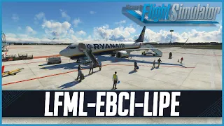 MSFS LIVE | Real World Ryanair OPS + GSX Pro | Marseille, Brussels & Bologna | Best FREE Scenery