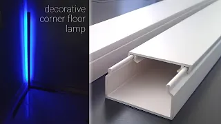 DIY LED Corner Floor Lamp for Living Room from PVC Cable Duct