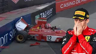 Charles Leclerc Crashes 1974 Ferrari at Monaco Historic GP 2022