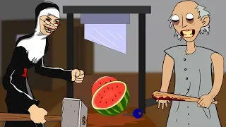 GRANNY THE HORROR GAME ANIMATION #24 : EVIL NUN Vs Scary Granny DAY 4