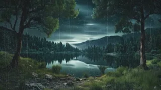 Soothing Rain Sounds | Embracing Dusk At The Forest Lake | Relaxing Atmosphere | White Noise | ASMR