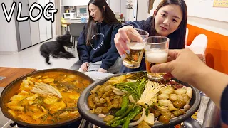 A visit to a subscriber's gopchang restaurant! So full 🤪 (ft. Jjajang's forced(?) trick)ㅣHamzy Vlog