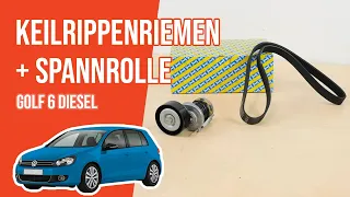 Wie Golf 6 1.6 TDI Keilrippenriemen mit Spannrolle wechseln 🚗