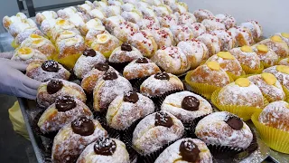 크림가득! 다양한 우유크림의 수제도넛 만들기 homemade milk cream donuts making (chocolate, vanilla) - korean street food