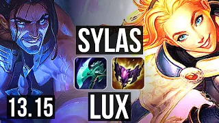 SYLAS vs LUX (MID) | 4/1/8, 1100+ games, 1.3M mastery | NA Grandmaster | 13.15
