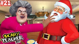 Miss T का SantaClaus 🎅🏼 by Game Definition in Hindi #21 Winter Update Scary Teacher 3D Cartoon video