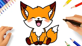 HOW TO DRAW A CUTE FOX STEP BY STEP 🦊