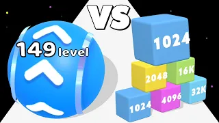 LEVEL UP BALLS (vs) HAPPY CUBE 2048 - Satisfying Mobile Games! ASMR