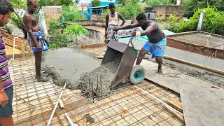 Construction of Roof Technique_Reinforcement Roof Slab Concrete Work Process|Slab Construction