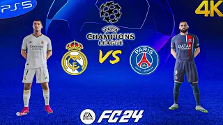 FIFA 24 - Real Madrid vs PSG Ft Ronaldo,Benzema | Champions League Final Match - PS5(4K 60FPS)
