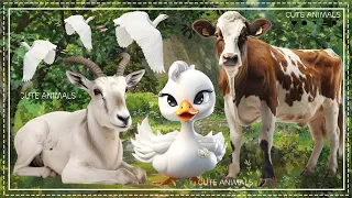 Sounds of wildlife animals, familiar animals: Goat, Duck, Stork, Dairy Cow