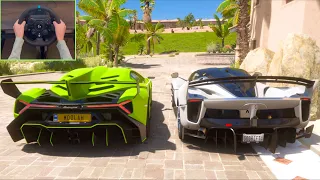 Lamborghini Veneno & Ferrari FXX K EVO - Forza Horizon 5 (Steering wheel + Shifter) Gameplay