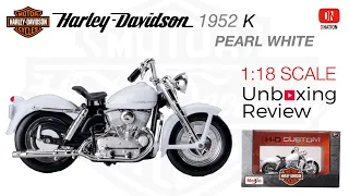 Unboxing Harley Davidson 1952 K - Pearl White 1:18 scale Motorcycle (Christmas Special) Ep-04