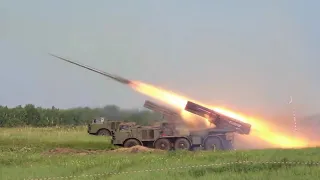 Latest Russian artillery drills with MLRS  Uragan  and  Grad M  in the Kemerovo wilayah region