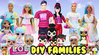 LOL Families Compilation Sugar, Spice, and Bon Bon Family DIY With Barbie and Ken Makeovers