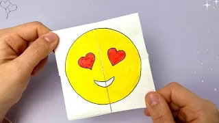 Origami Kağıttan Emoji Değişen Yüz Yapımı | Kağıttan Bitmeyen Emoji Kart