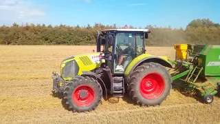 Baling barley straw - Claas 530 cmatic & McHale F550