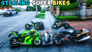 Stealing Indian Famous Super bike With Ronaldo In Gta 5 (Kawasaki Ninja zx-10r, H2r, KTM RC 390,)