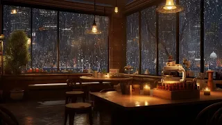 Relaxing Jazz Cafe ☕ Calming Piano Jazz With Rain Sounds Vol.16