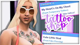 TATTOO AND PEIRCING SHOP MOD | Get Temporary Or Permanent Tattoos + Piercings In The Sims 4!