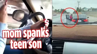 Texas mom spanks teen son after he took off in her BMW