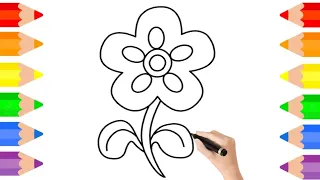 Draw a Flowers 💐 Drawing,Painting and Colouring Step by Step for kids and toddlers Video