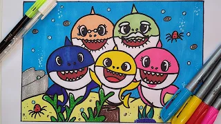 Drawing, Coloring, Painting Pinkfong Baby Shark for Kids | Learn to draw Baby shark for kids