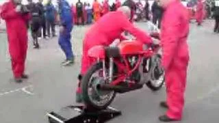 MV 500 3 cylinder statup Manx Grand Prix padock Isle of Man