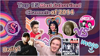 PewDiePie's Rise & Slowdown of Growth?! | The Top 15 Most Subscribed Channels of 2014 (DAILY DATA)