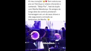 henrique e juliano choram ao cantar beija flor música q tinha a participação de marilia mendonça😢